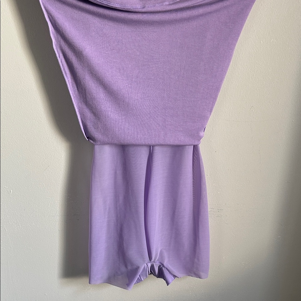 Popilush Sporty Athleisure Lavender Sleeveless Ribbed Shapewear  Mini Tank Dress - Picture 4 of 10